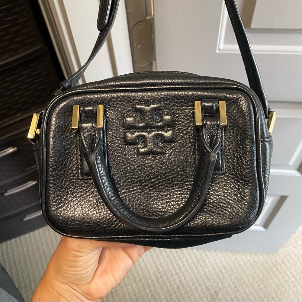 Black Leather Tory Burch Purse